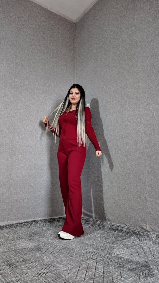 Madonna Yaka Bordo Takım